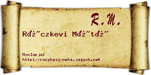 Ráczkevi Máté névjegykártya